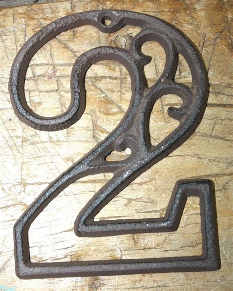 rustic-brown-cast-iron-metal-house-number 2|Rustic BROWN Cast Iron Metal House Numbers .